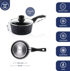 Westinghouse Steelpan Inductie - Ø 18 Cm - Zwart Marmer - Met Deksel - Sauspan 14 Westinghouse Steelpan Inductie - Ø 18 Cm - Zwart Marmer - Met Deksel - Sauspan -Keuken Verkoop 1190x1200 7