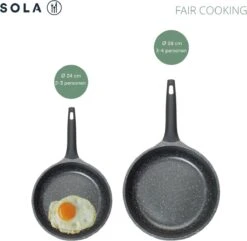 Sola Koekenpan Fair Cooking - Ø 28 Cm - Zwart/wit - Aluminium - Antiaanbaklaag 20 Sola Koekenpan Fair Cooking - Ø 28 Cm - Zwart/wit - Aluminium - Antiaanbaklaag -Keuken Verkoop 1200x1171 1
