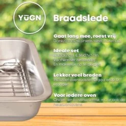 YUGN COMBI Set Braadslede Ovenschaal Combi Braadslee Oven Set - 2x Braadslede Met Rooster Voor Ovengerechten - 36x27x7CM En 40x30x7CM En Inclusief Bakkwast - Cadeau- Cadeautip -Keuken Verkoop 1200x1200 1003