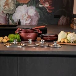 Herenthal Pannenset Inductie - Luxe 10-delige Koekenpan Inductie - Voor Alle Warmtebronnen - Pannen Met Glazen Deksels En Koudgrepen - Burgundy 15 Herenthal Pannenset Inductie - Luxe 10-delige Koekenpan Inductie - Voor Alle Warmtebronnen - Pannen Met Glazen Deksels En Koudgrepen - Burgundy -Keuken Verkoop 1200x1200 78