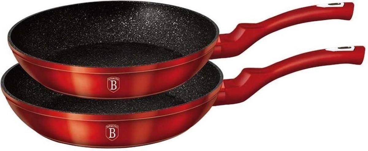 Berlinger Haus 1612 - Set Van 2 Granietpannen - Koekenpan - Rood Metallic - Burgundy Line - 22 En 26 Cm 4 Berlinger Haus 1612 - Set Van 2 Granietpannen - Koekenpan - Rood Metallic - Burgundy Line - 22 En 26 Cm - Afbeelding 2