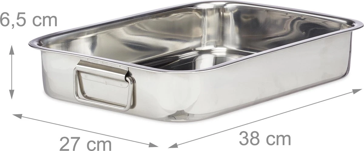 Relaxdays Braadslede Met Rooster - Edelstaal - Ovenschaal - Braadpan - Braadslee - Zilver - L 7 Relaxdays Braadslede Met Rooster - Edelstaal - Ovenschaal - Braadpan - Braadslee - Zilver - L - Afbeelding 5