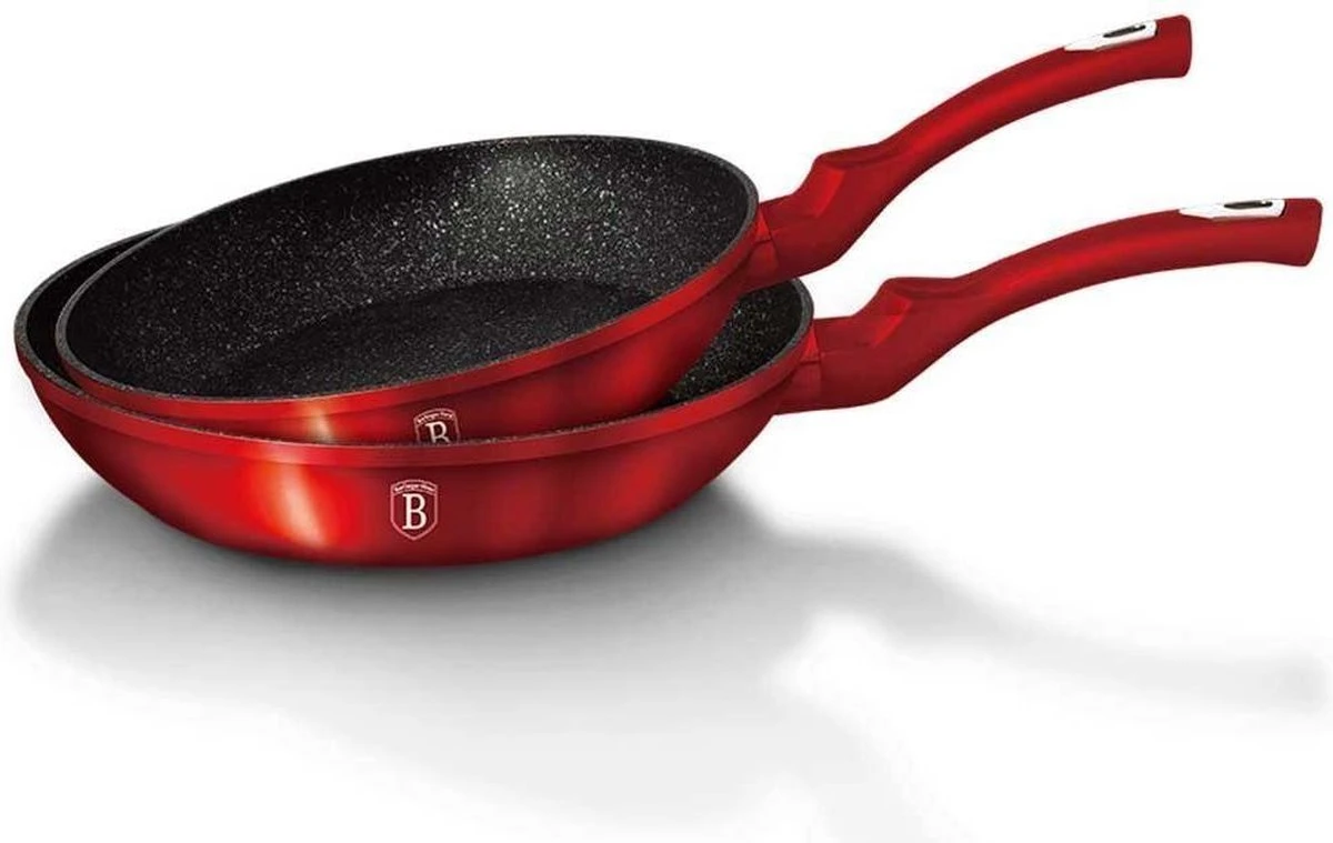 Berlinger Haus 1612 - Set Van 2 Granietpannen - Koekenpan - Rood Metallic - Burgundy Line - 22 En 26 Cm 3 Berlinger Haus 1612 - Set Van 2 Granietpannen - Koekenpan - Rood Metallic - Burgundy Line - 22 En 26 Cm