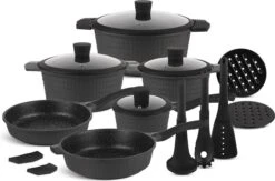 Edënbërg Gray Line - 15-delige Luxe Pannenset Van Gesmeed Aluminium