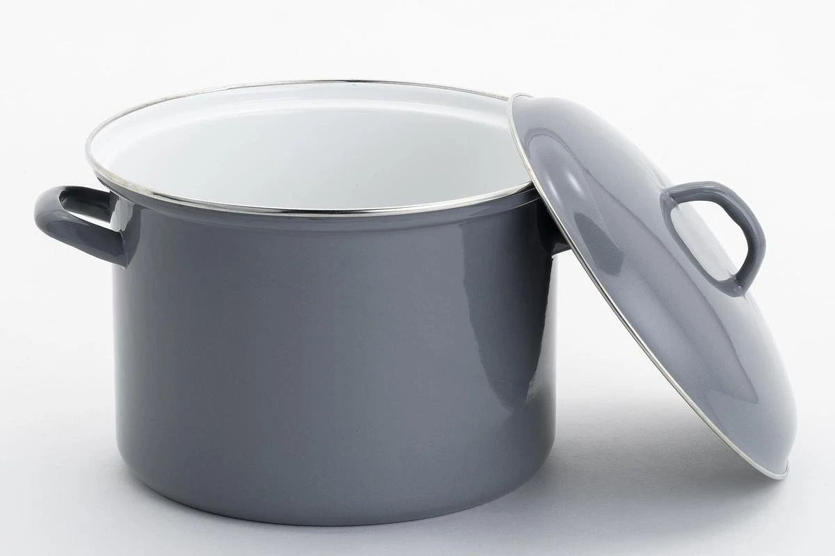 Lite-Body - Magnus Soeppan / Stamppotpan Met Deksel - Ø 24 Cm/ 8l - Emaille - Grijs 4 Lite-Body - Magnus Soeppan / Stamppotpan Met Deksel - Ø 24 Cm/ 8l - Emaille - Grijs - Afbeelding 2