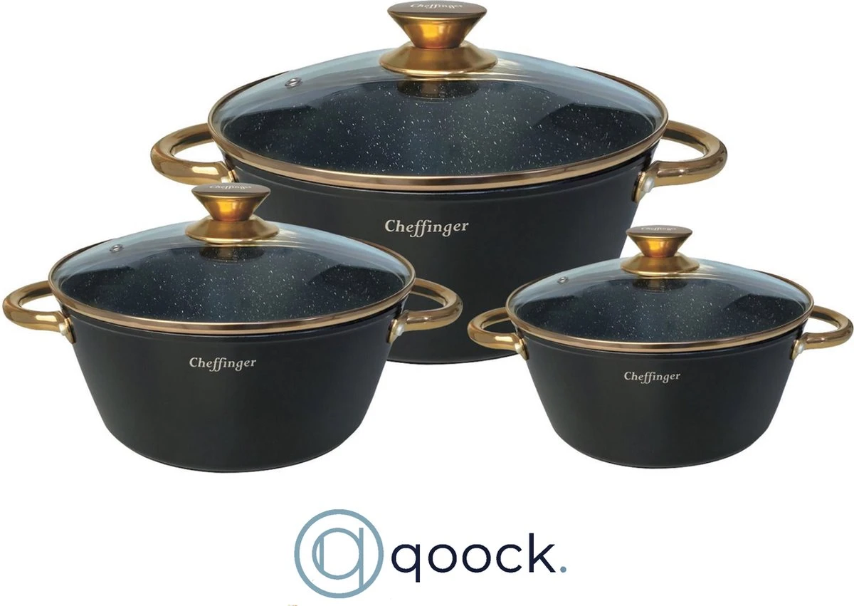 Cheffinger Luxe Braadpannen Set - Rose Gold Line - 6 Delig - Inclusief Deksel - Inductie - 20, 24 & 28CM 3 Cheffinger Luxe Braadpannen Set - Rose Gold Line - 6 Delig - Inclusief Deksel - Inductie - 20, 24 & 28CM