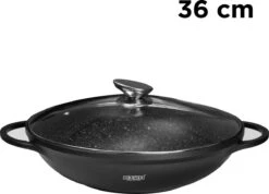 BIKO - Wokpan Ø 36 Cm - Marmeren Coating - Glazen Deksel - Wadjan - Zwart -Keuken Verkoop 1200x866 1