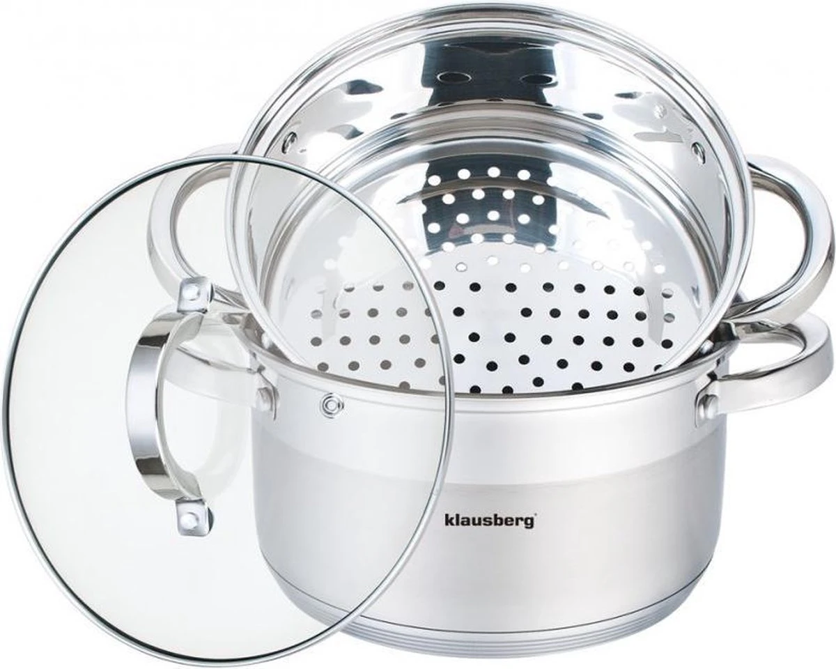 Stoompan 3.1 L - Rijst- En Groentestomer 3-Delig - Ø 20 Cm - Roestvrijstaal Met Glasdeksel - FIRENZE 3 Stoompan 3.1 L - Rijst- En Groentestomer 3-Delig - Ø 20 Cm - Roestvrijstaal Met Glasdeksel - FIRENZE