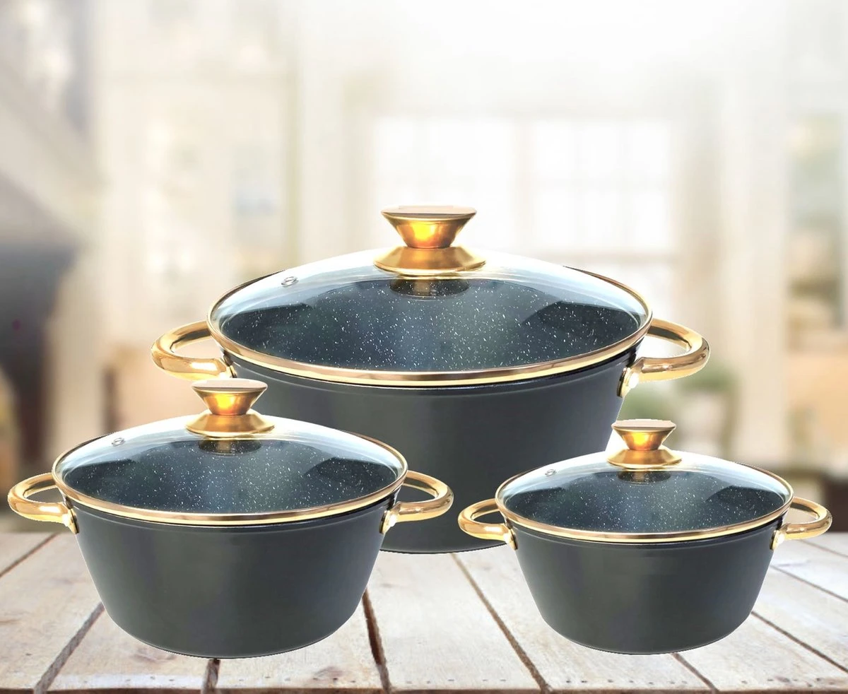 Cheffinger Luxe Braadpannen Set - Rose Gold Line - 6 Delig - Inclusief Deksel - Inductie - 20, 24 & 28CM 6 Cheffinger Luxe Braadpannen Set - Rose Gold Line - 6 Delig - Inclusief Deksel - Inductie - 20, 24 & 28CM - Afbeelding 4