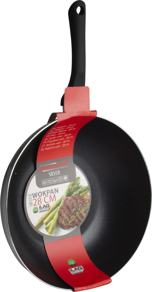 Löwenthal Hoogwaardige Wokpan PRO - Ø 28 Cm - PFOA Vrije Anti-aanbaklaag - Zwart - Chef's Choice 4 Löwenthal Hoogwaardige Wokpan PRO - Ø 28 Cm - PFOA Vrije Anti-aanbaklaag - Zwart - Chef's Choice - Afbeelding 2